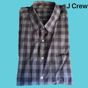 J crew Lightweight XL Shirt Blue on Blue Plaid EUC
